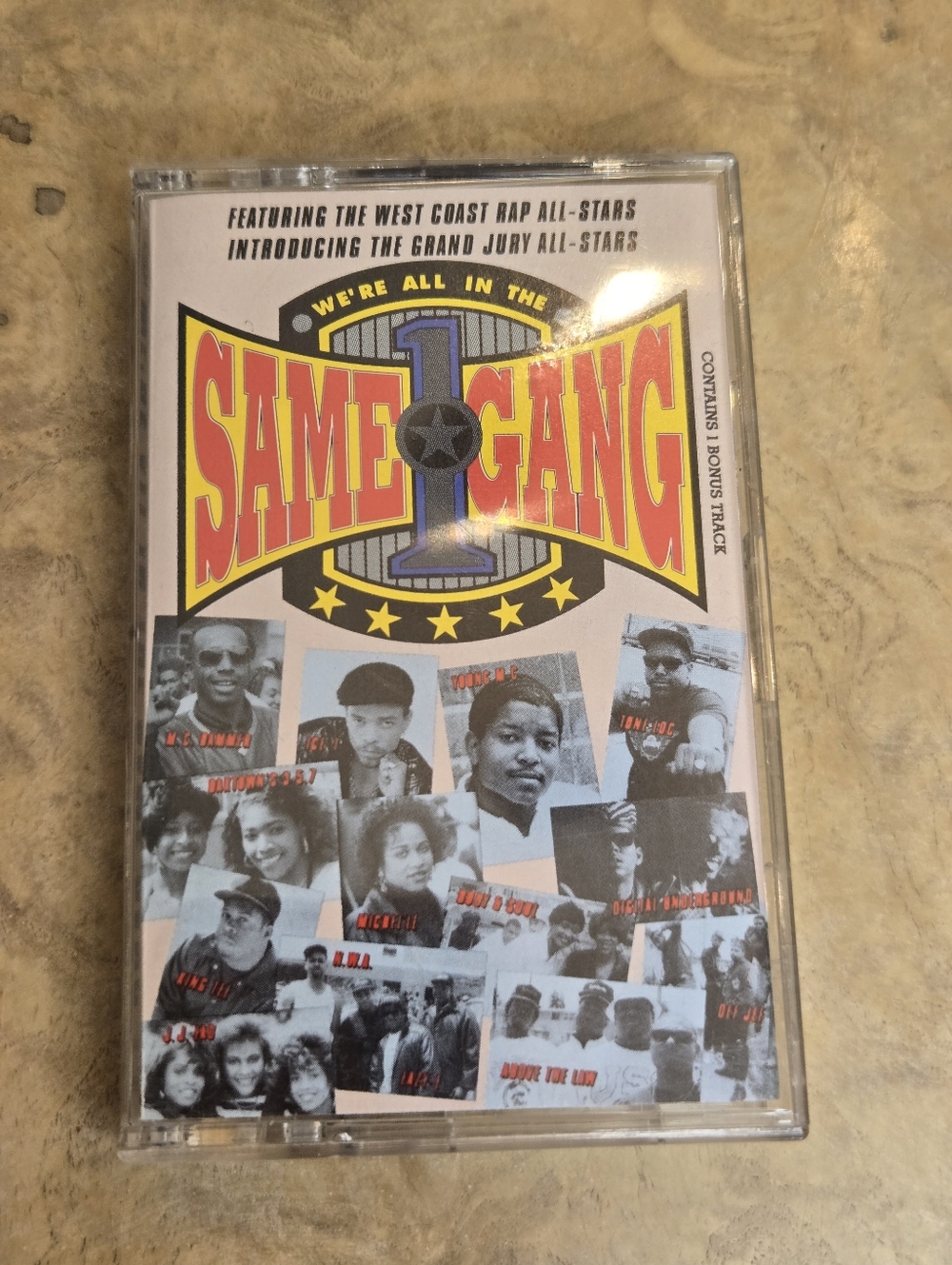 Warner Bros. Same Gang Cassette – Yellow & Red Logo with Blue Accents